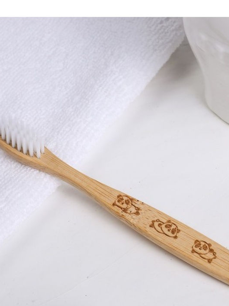 Зубная щётка для детей, бамбук "Панды", 15 x 2 x 1.5 см