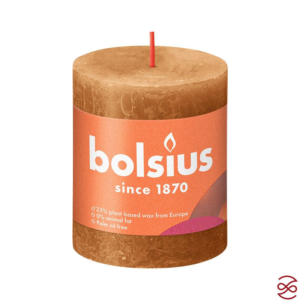 Свеча рустик Bolsius Shine 80/68 коричневая - время горения 35 часов