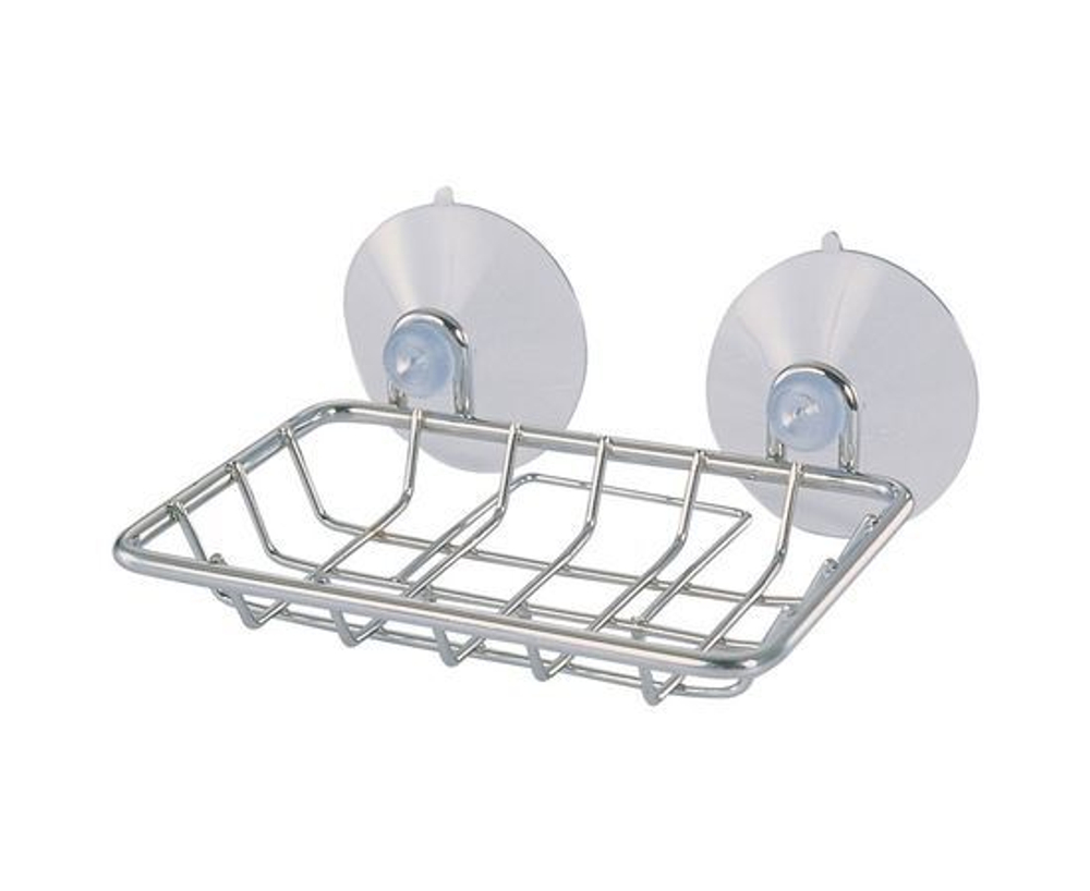 Мыльница для ванной подвесная на присосках, прямоугольная, металл, 311463, Рыжий Кот