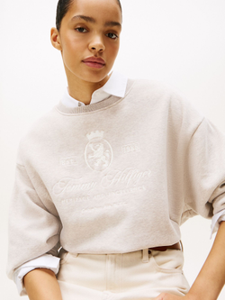Свитшот Tommy Hilfiger Embroidered Script Crest Logo Sweatshirt Heathered Pebble