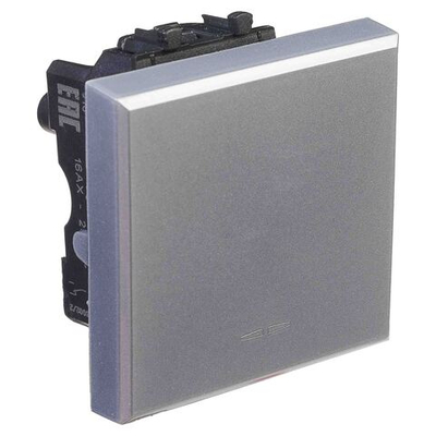 Переключатель одноклавишный модульный, "Avanti", "Закаленная сталь", 2модуля