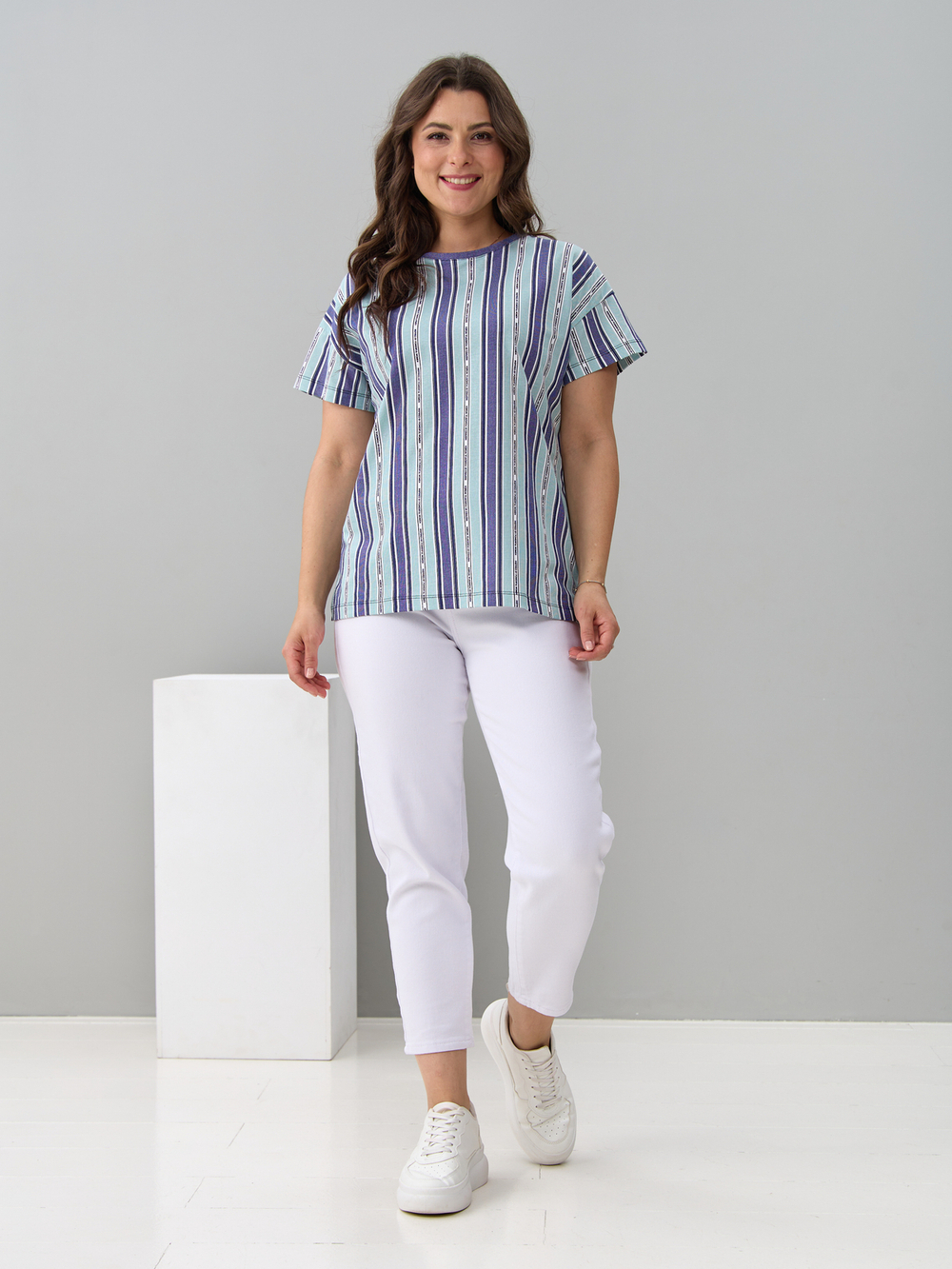 Футболка Фк-127/индиго-полоскабуквы