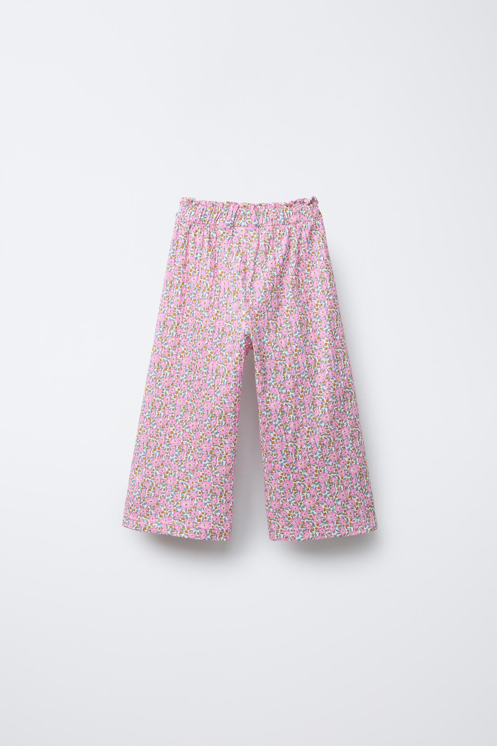 ZARA БРЮКИ-КЮЛОТЫ С ПРИНТОМ И ВОЛАНАМИ, ЦВЕТ РОЗОВОГО МЕЛА