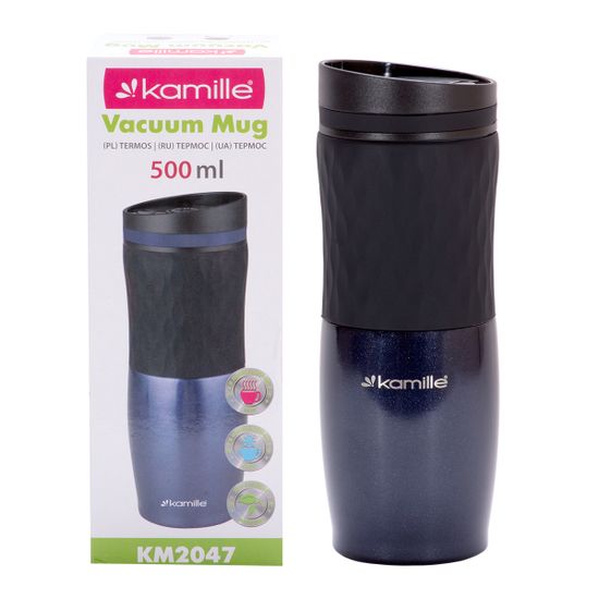 Термокружка 500 мл. Kamille KM 2047 из нержавеющей стали с TPR вставкой