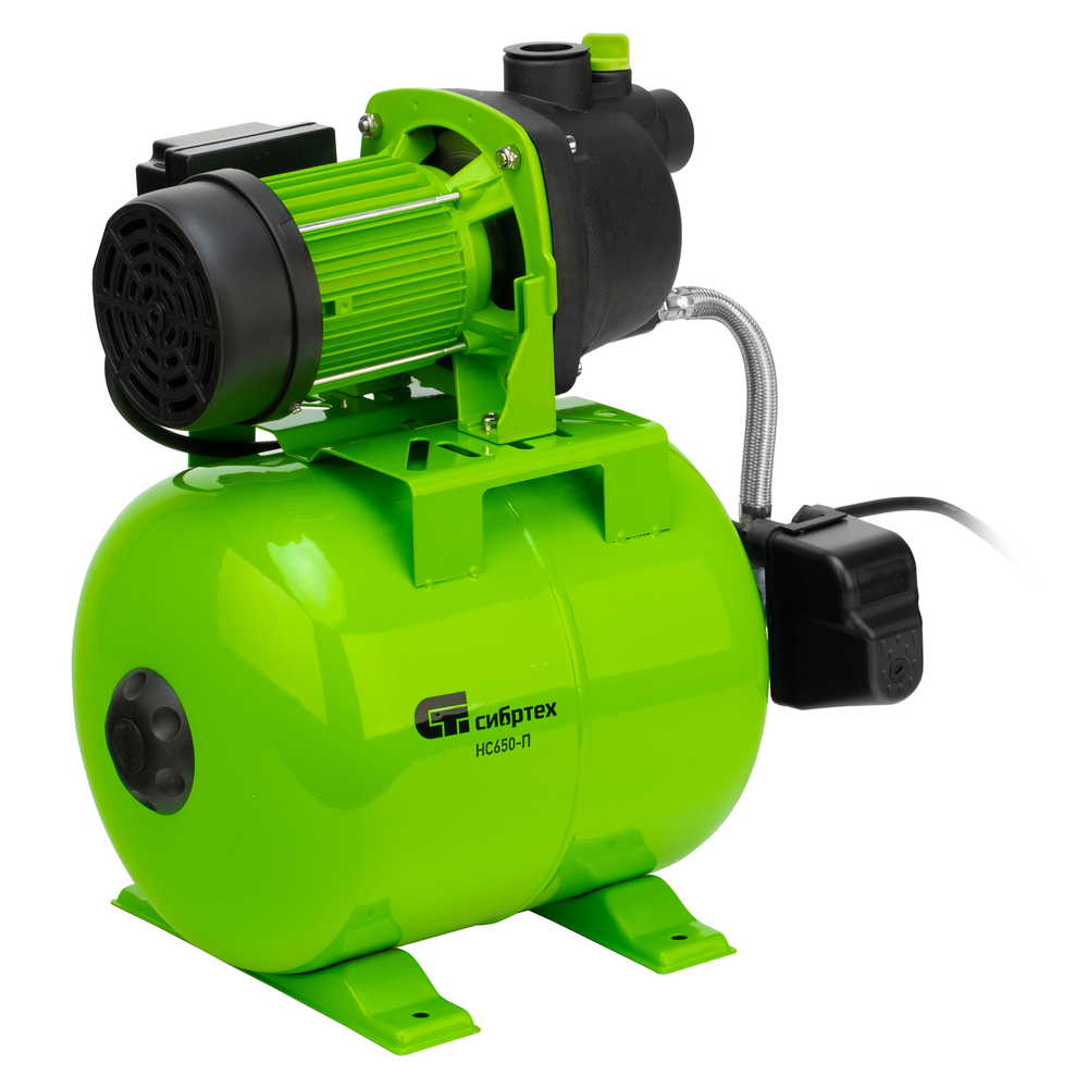 Насосная станция НС650-П, 650 Вт, напор 37 м, 3200 л/ч, ресивер 19 л Сибртех