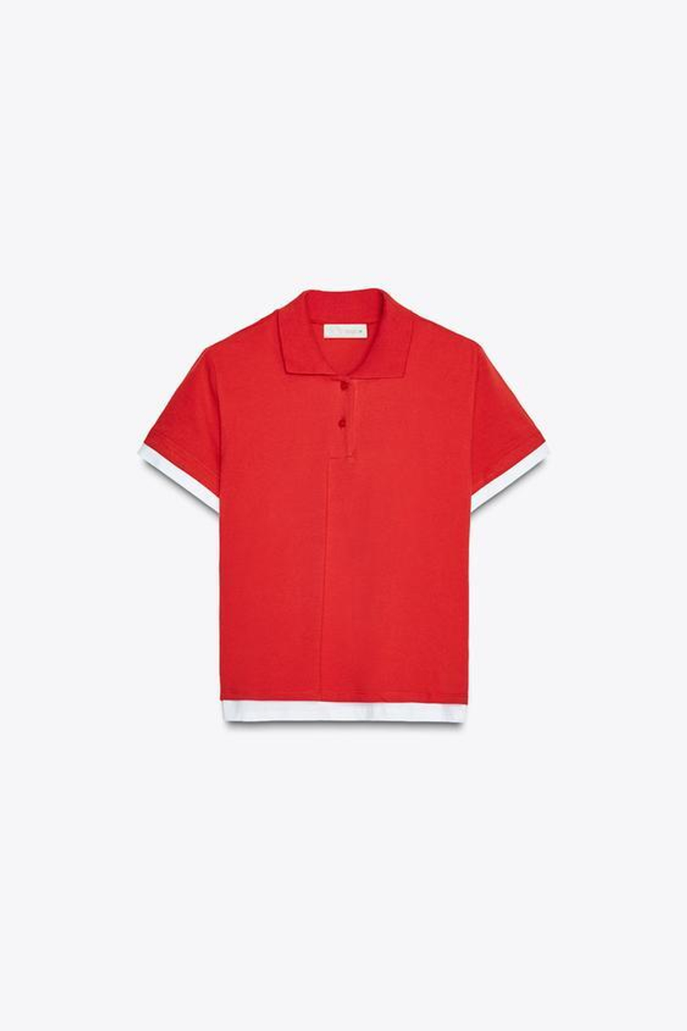 ZARA ТОП С ВОРОТНИКОМ ПОЛО И КОНТРАСТНЫМИ ДЕТАЛЯМИ, КРАСНЫЙ