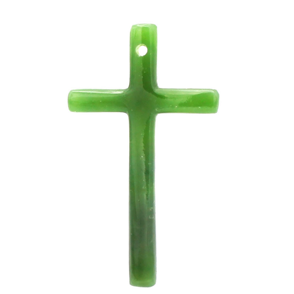 Кулон "Крест" нефрит зеленый