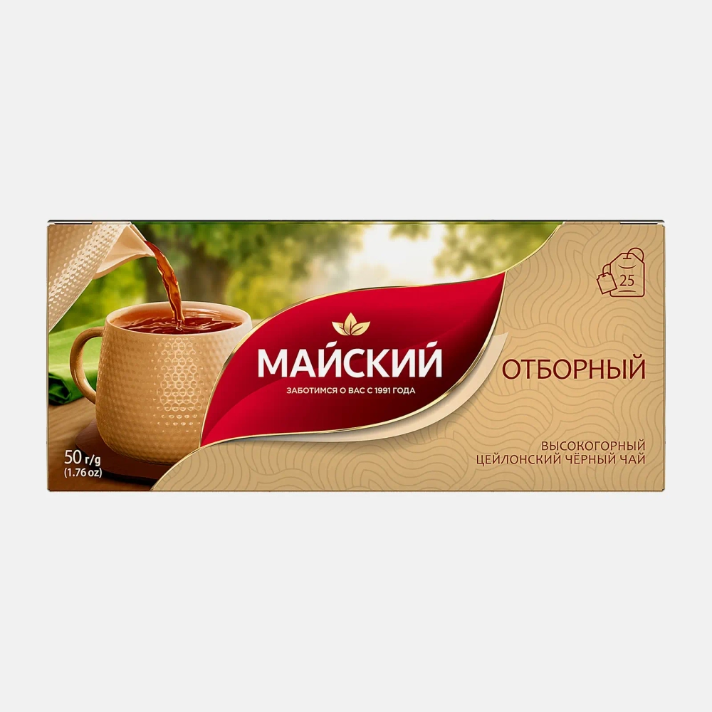 Чай черный Майский цейлонский отборный 25пак 50г