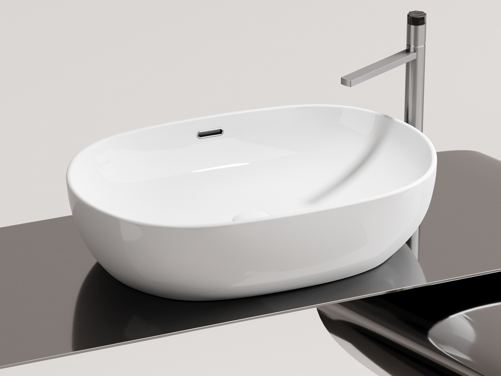 Умывальник чаша накладная овальная со сливом переливом Element 610x420x155мм