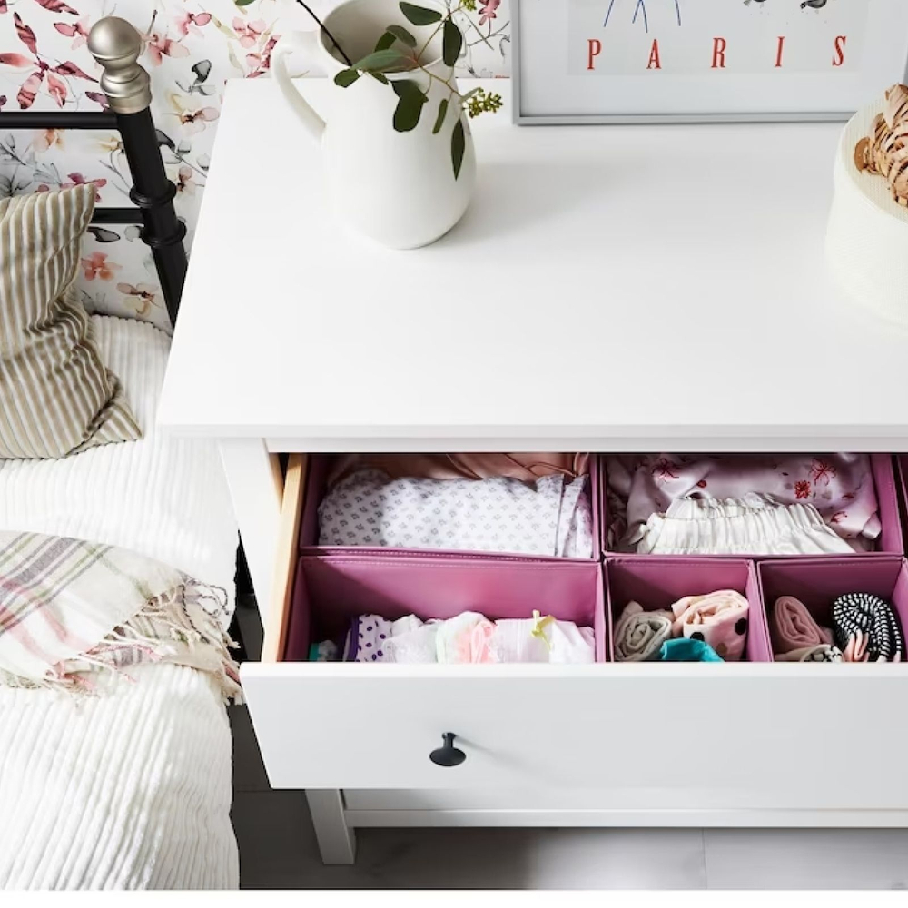 Белый деревянный комод Хермес с 3 ящиками с металлическими ручками, комод на ножках для игрушек, из массива дерева