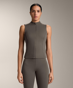 Oysho Футболка на молнии без рукавов, угольный