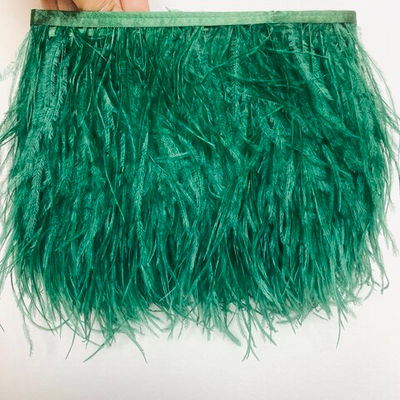 Перья страуса на ленте малахит (перьевая тесьма) 10 - 15 см.