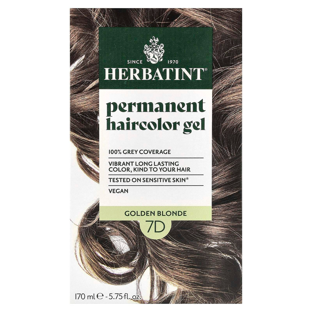 Herbatint, 7D, стойкая гель-краска для волос, золотой блонд, 135 мл (4,56 жидк. унции)