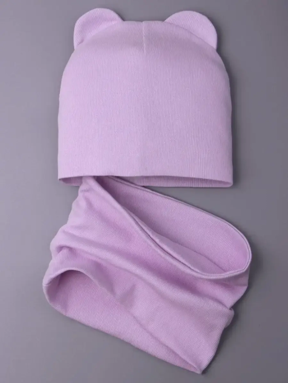 Шапка с ушками для малышей и снуд осенний