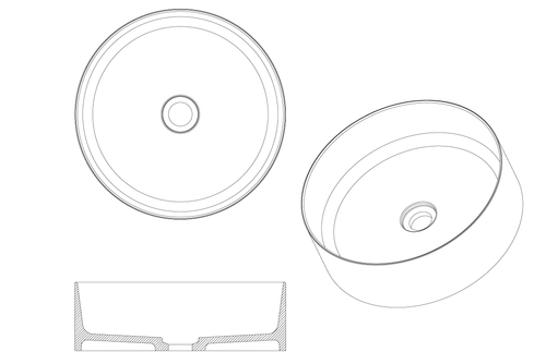 Раковина LV204 Corian white 41,5*14см