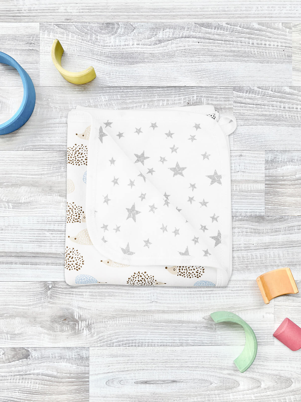 Двусторонний плед Mjölk Ёжики на экрю, уценка