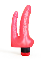 Двойной вибромассажер из розового геля - 17 см. (Цвет: розовый)