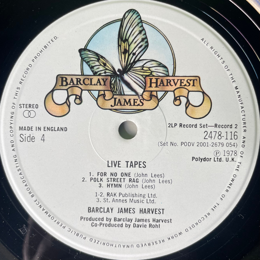 Barclay James Harvest - Live Tapes 2LP (Англия 1978г.)