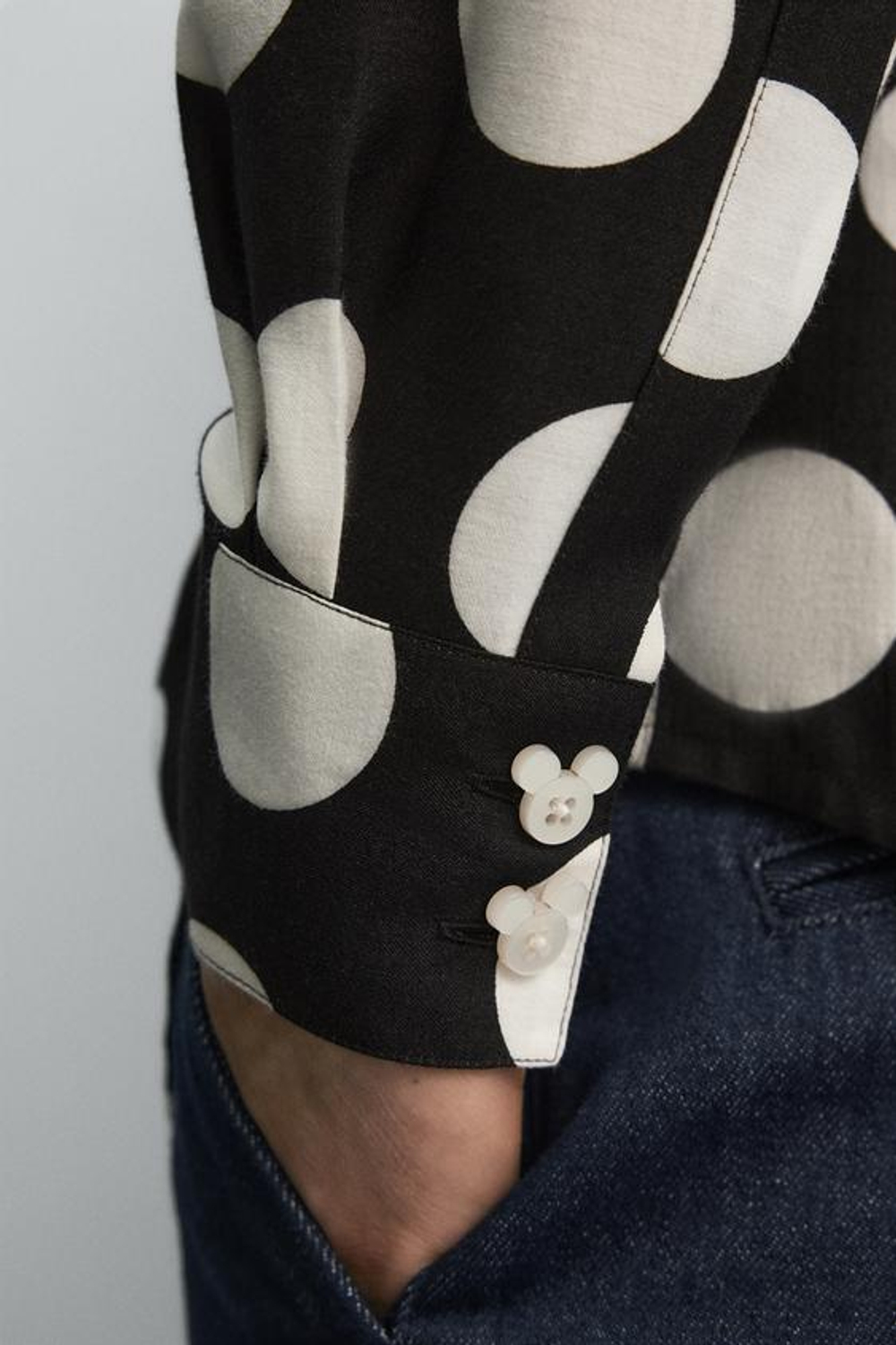 ZARA HARRY LAMBERT X DISNEY РУБАШКА В ГОРОШЕК, ЧЕРНЫЙ