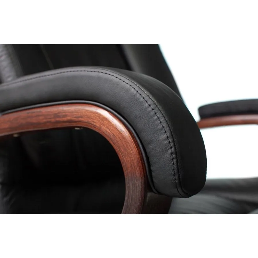 Кресло руководителя Бюрократ T-9925WALNUT/BLACK черный кожа крестовина дерево