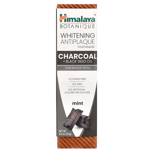 Himalaya, Отбеливающая зубная паста против зубного налета, древесный уголь и масло черного тмина, мята, 113 г (4,0 унции)