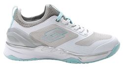 Женские теннисные кроссовки Lotto Mirage 200 Speed - all white/silver metal 2/blue paradise