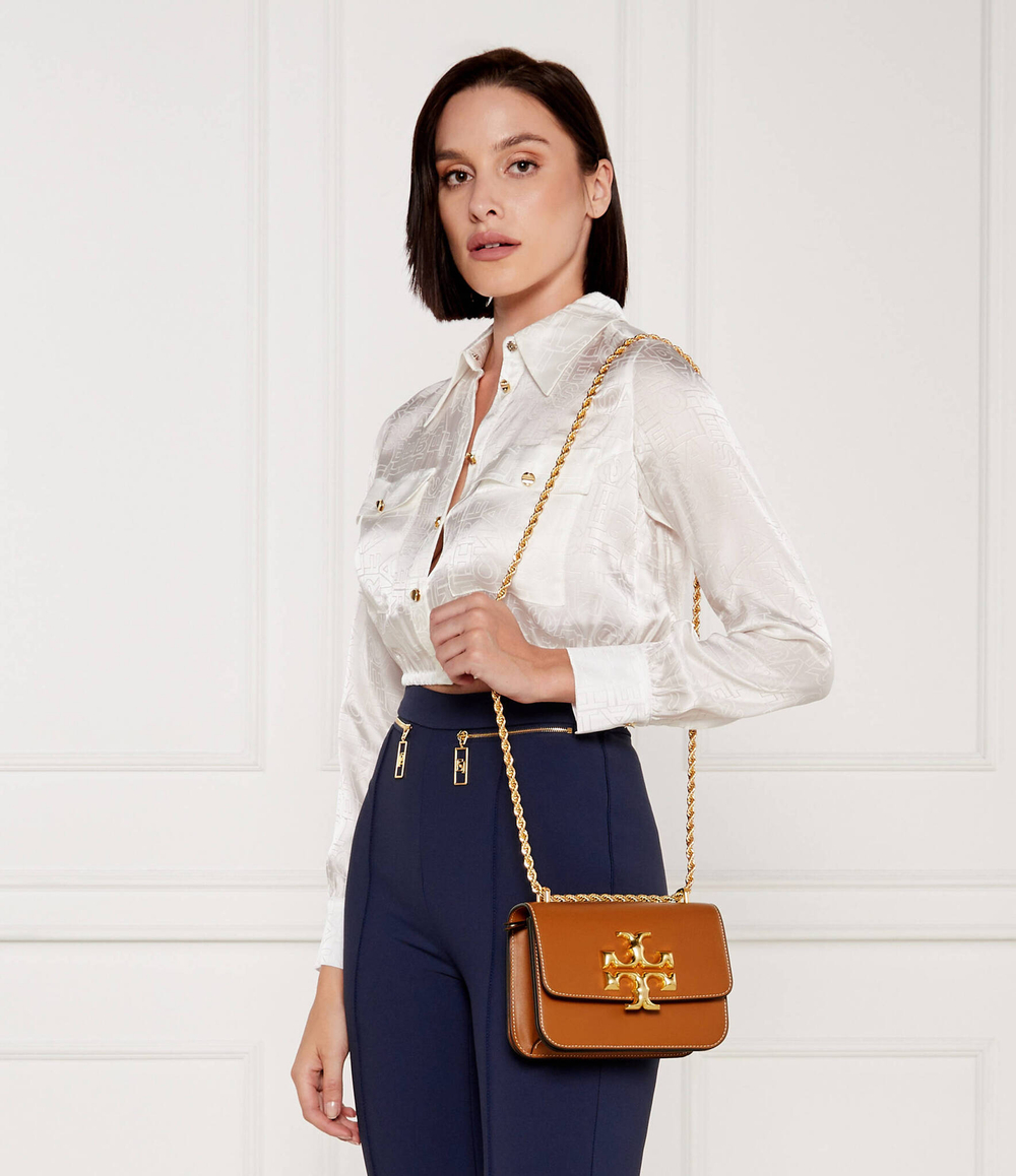 Кожаная сумка через плечо ELEANOR TORY BURCH - коричневый(73589)