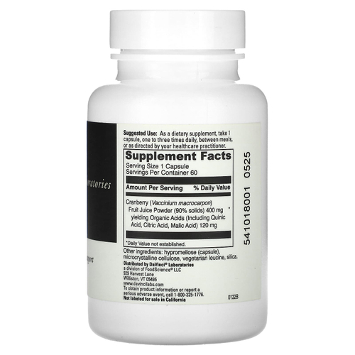 DaVinci Laboratories, Клюква, 400 мг, 60 капсул
