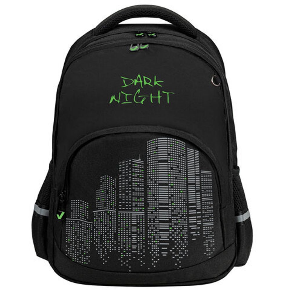 Рюкзак BRAUBERG SOFT, 2 отделения, 3 кармана, "Dark night", СВЕТООТРАЖАЮЩИЙ ПРИНТ, 40х31х15 см, 273119