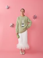 ЮБКА САТИНОВАЯ С ПЕРЬЯМИ WHITE