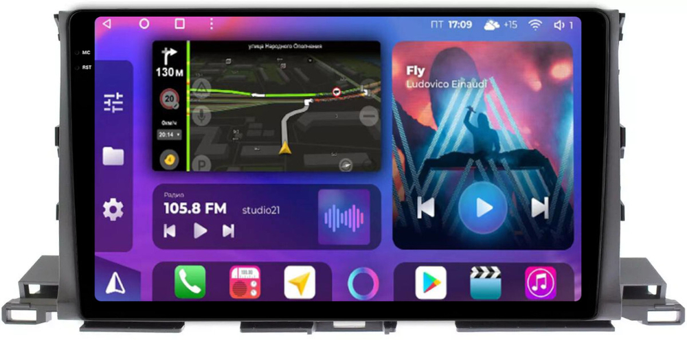 Магнитола для Toyota Highlander 3 XU50 2013-2020 - FarCar BM467M монитор 10.36" QLED на Android 14, TS10, 4+32Гб, CarPlay, 4G SIM-слот