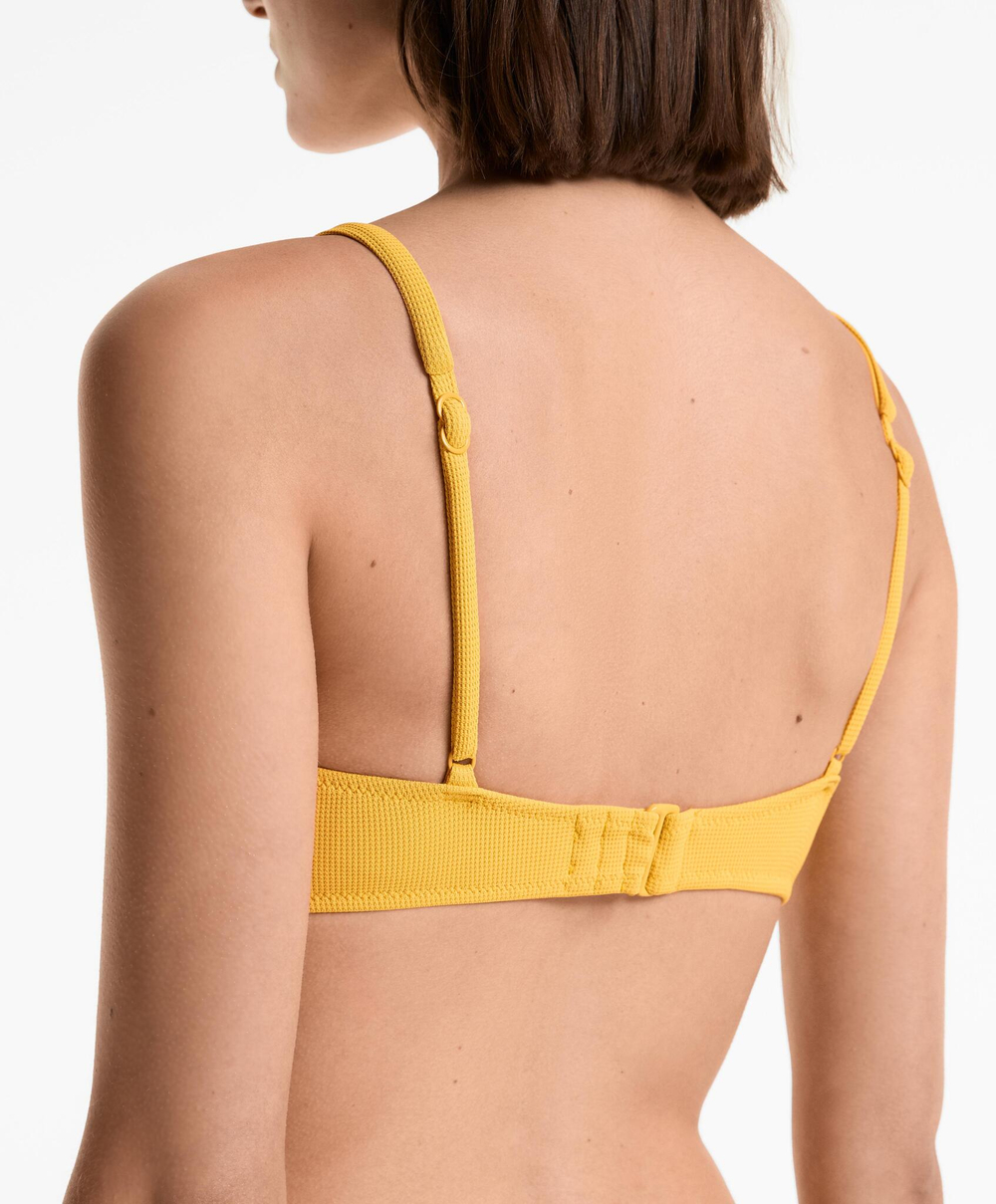 OYSHO Топ бикини с перекрещенными бретельками Piqué, желтый