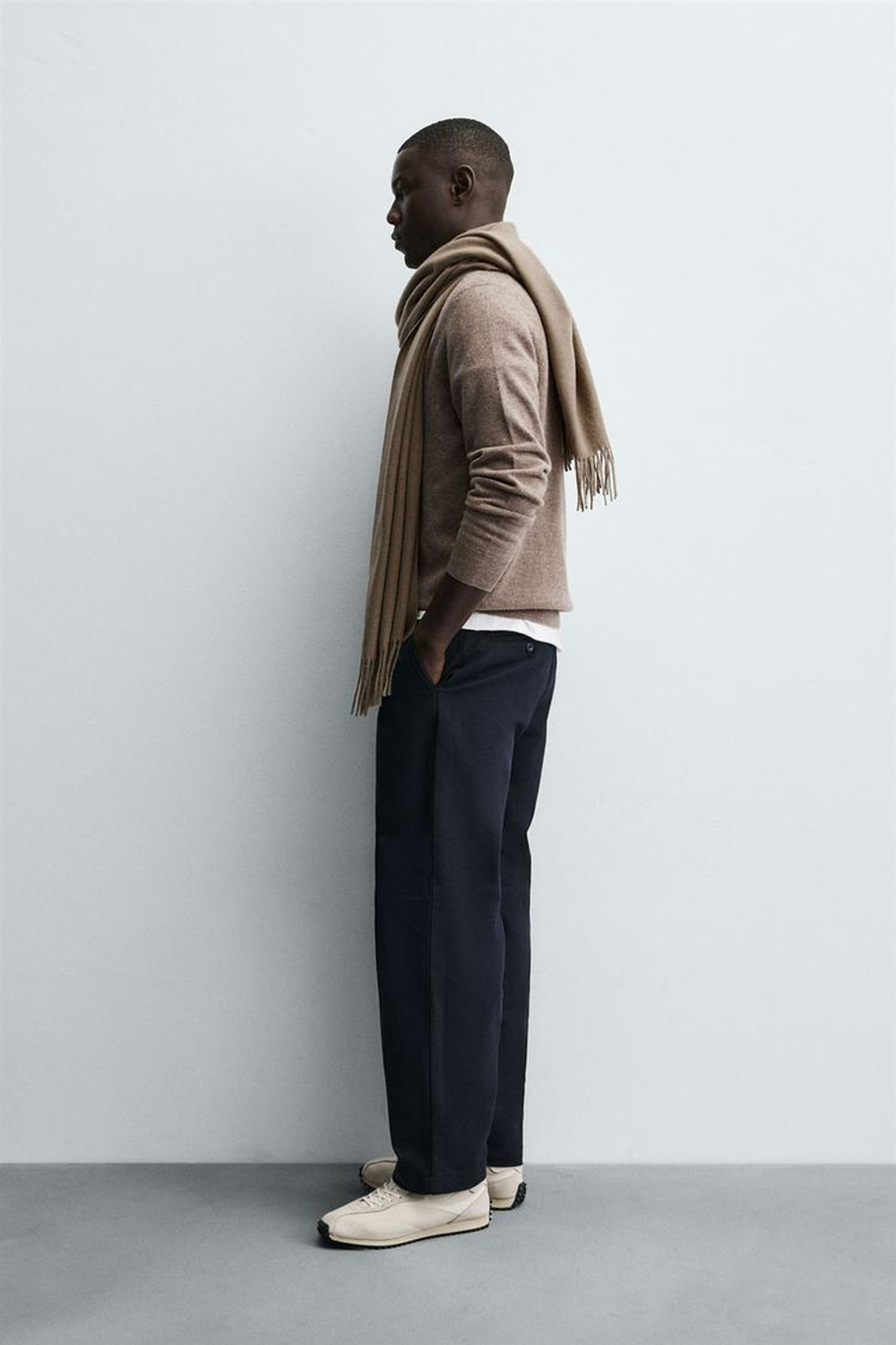 ZARA ТРИКОТАЖНОЕ ПОЛО ИЗ ШЕРСТИ И КАШЕМИРА, РЫЖЕВАТО-КОРИЧНЕВЫЙ МЕЛАНЖ