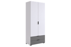 Шкаф двухдверный "Зефир" 120.01,(Белое дерево/Серый (эмаль), 800*422*1900