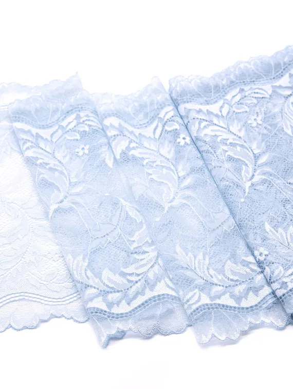 03-270 Кружево эластичное 23 см, бело-голубой