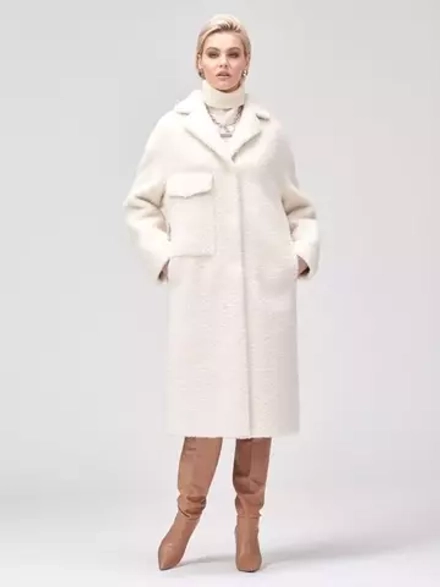 Шуба женская из овечьей шерсти мериноса, белая, SilverFox