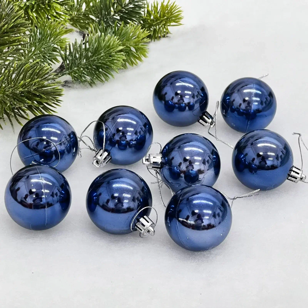 Новогодние шары 5 см (набор 24 шт) «Глянец», сапфир