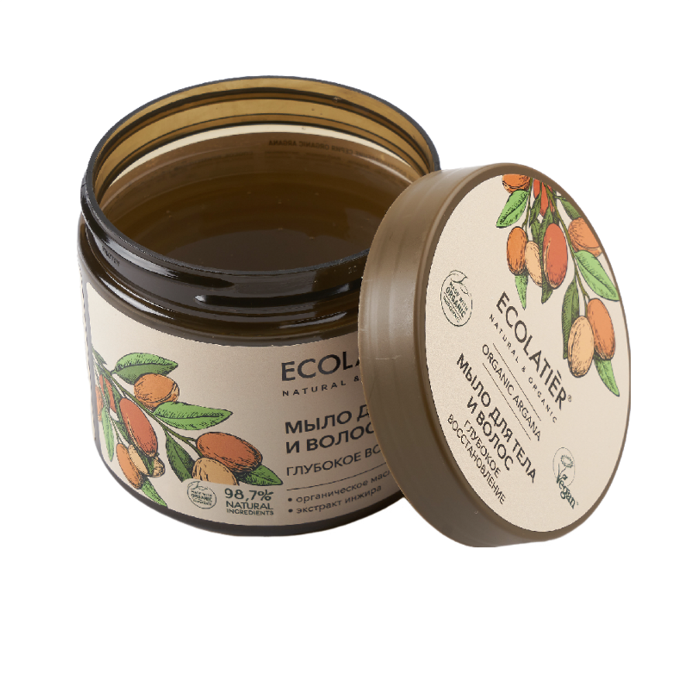 Мыло для тела и волос Глубокое восстановление ORGANIC ARGANA 350мл (ECOLATIER)