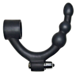 Кольцо на пенис с вибрацией и анальным стимулятором Black Hour (Цвет: черный с серебряным)