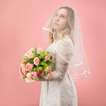 Фата с гребнем в белом цвете, 75 см