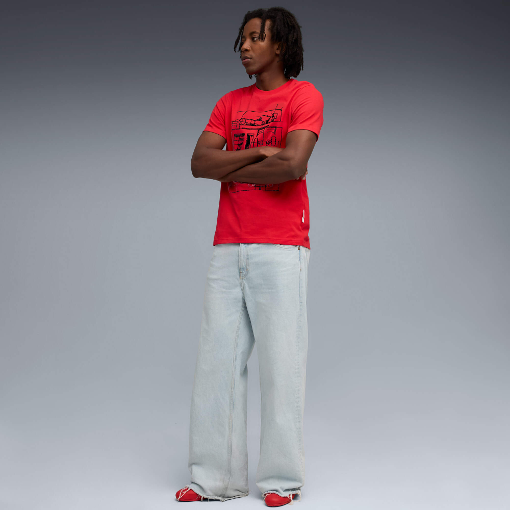 PUMA X SCUDERIA FERRARI МУЖСКАЯ ФУТБОЛКА С ПРИНТОМ SPORTSWEAR, КРАСНЫЙ