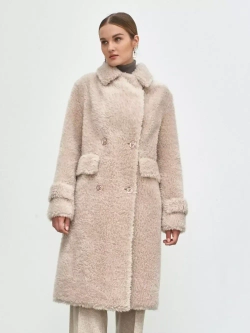 Шуба из шерсти мериноса чебурашка, светло-розовая, SilverFox