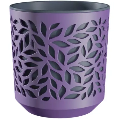 Кашпо для цветов пластиковое 2,5л d-16,2 см «Leaves» Слива/Антрацит