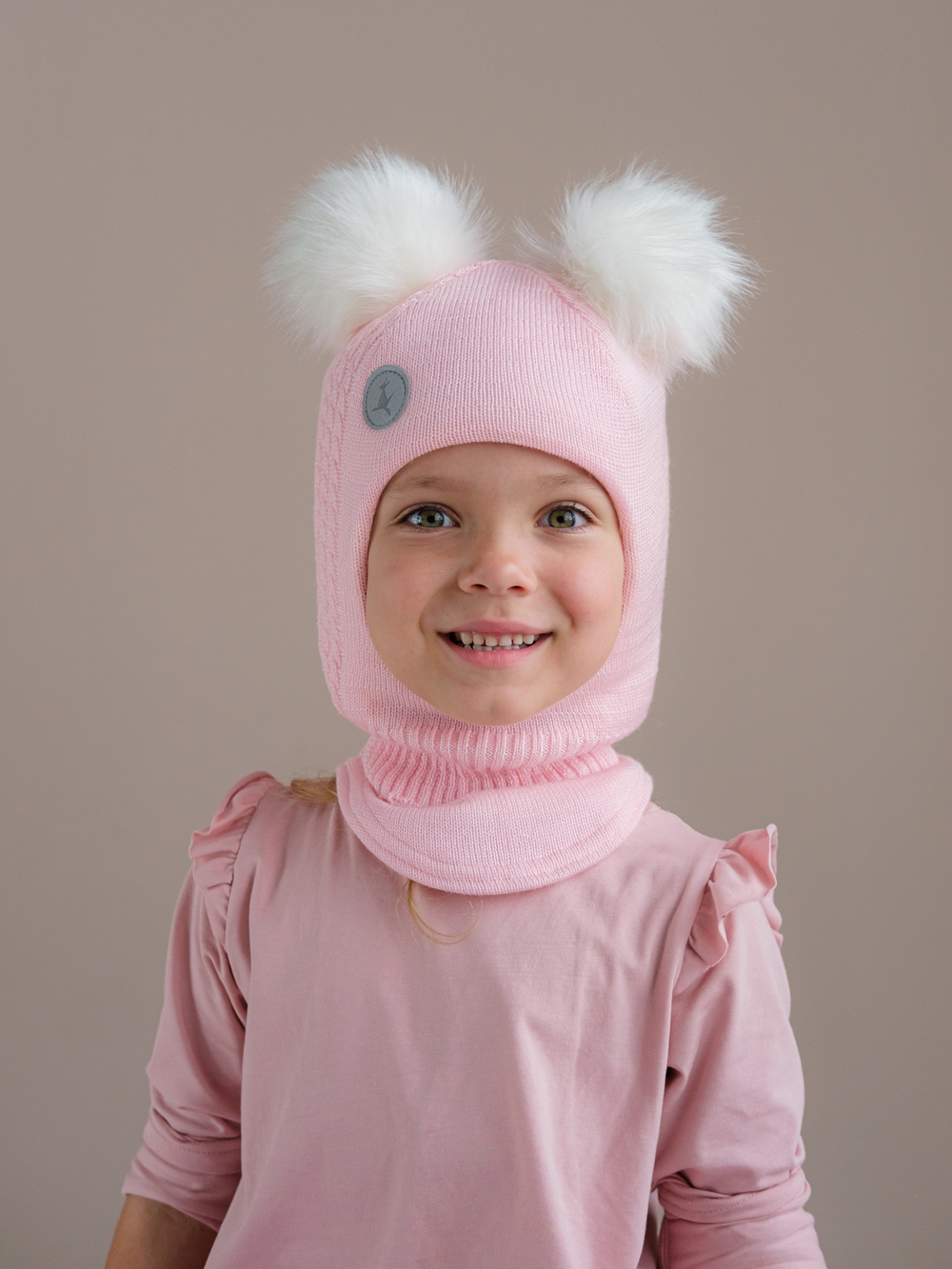 Шлем зимний вязаный (Розовое облачко) ЗУМ-ЗУМ