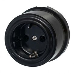 Розетка BIRONI Лизетта с заземлением накладная черная керамика 20826