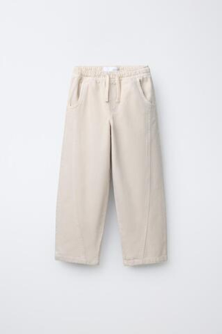 ZARA БРЮКИ BALLOON С ДЕКОРАТИВНЫМИ ШВАМИ, ЭКРЮ