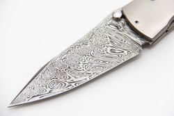 Нож Буди Вэстона Дамаск карбон синий Buddy Weston customфотография - 2