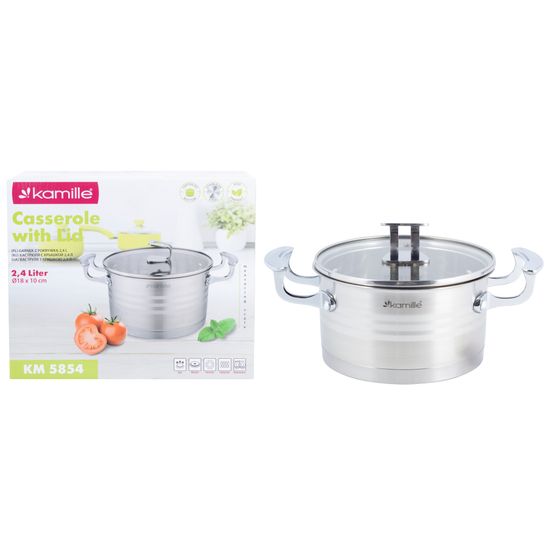 Кастрюля 2,4 л. из нержавеющей стали Kamille KM 5854 с крышкой
