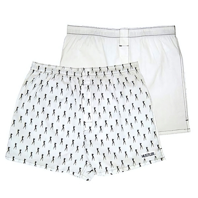 Комплект из 2 мужских трусов-шортов: белые и с мелким рисунком (Размер: L) (Цвет: белый)