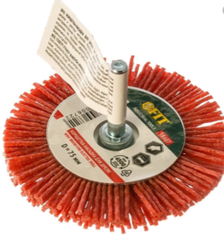 Корщетка-колесо нейлоновая со штифом 75мм.